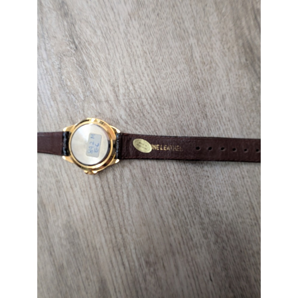 Pierre Nicol Womens Quartz Watch Gold Tone Round Case Brown Leather Strap - Picture 4 of 4
